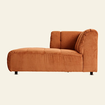 Hkliving Wave Couch Left Divan Corduroy Rib Dusty Orange