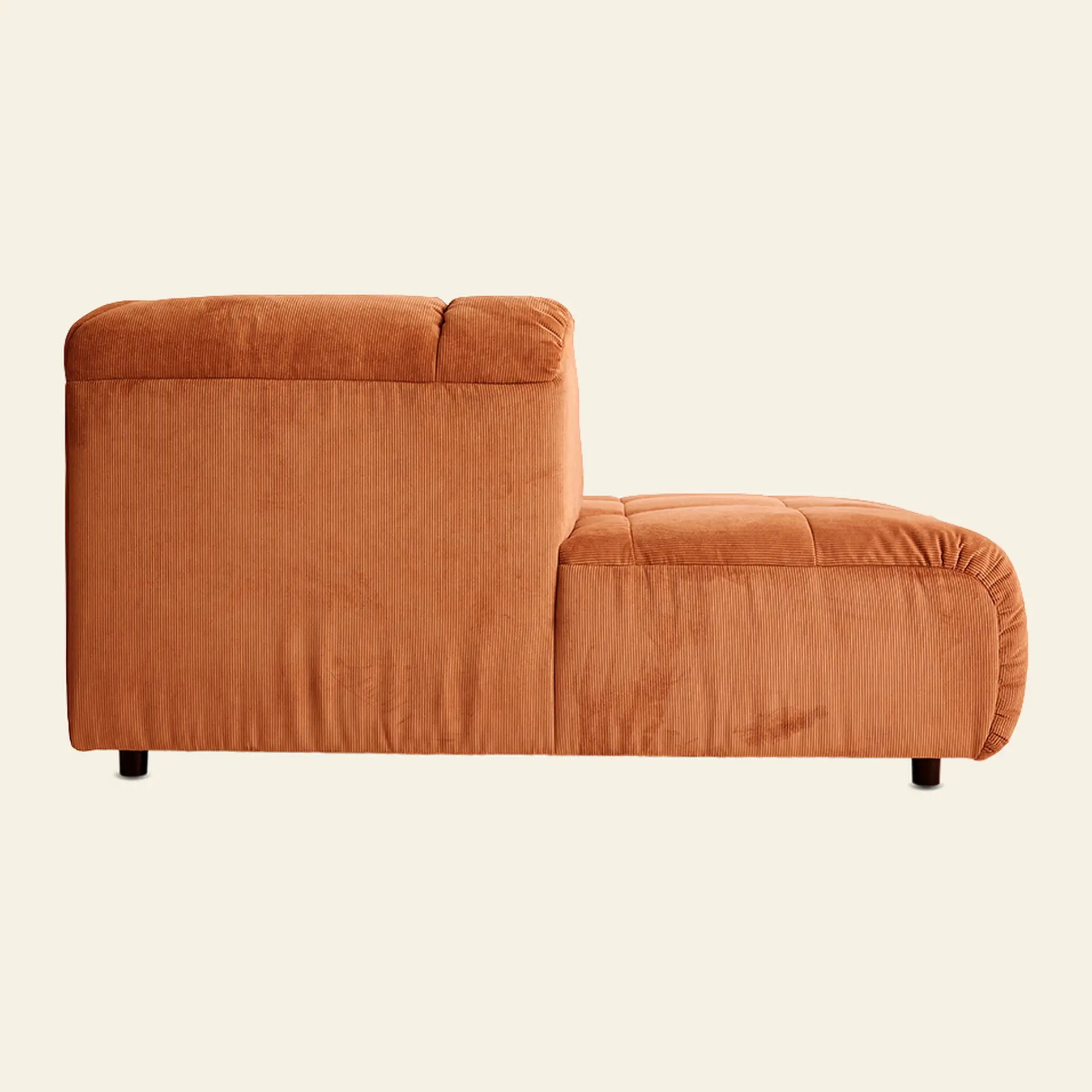 Hkliving Wave Couch Left Divan Corduroy Rib Dusty Orange