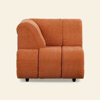 Hkliving Wave Couch Left High Arm Corduroy Rib Dusty Orange