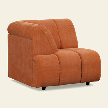 Hkliving Wave Couch Left High Arm Corduroy Rib Dusty Orange