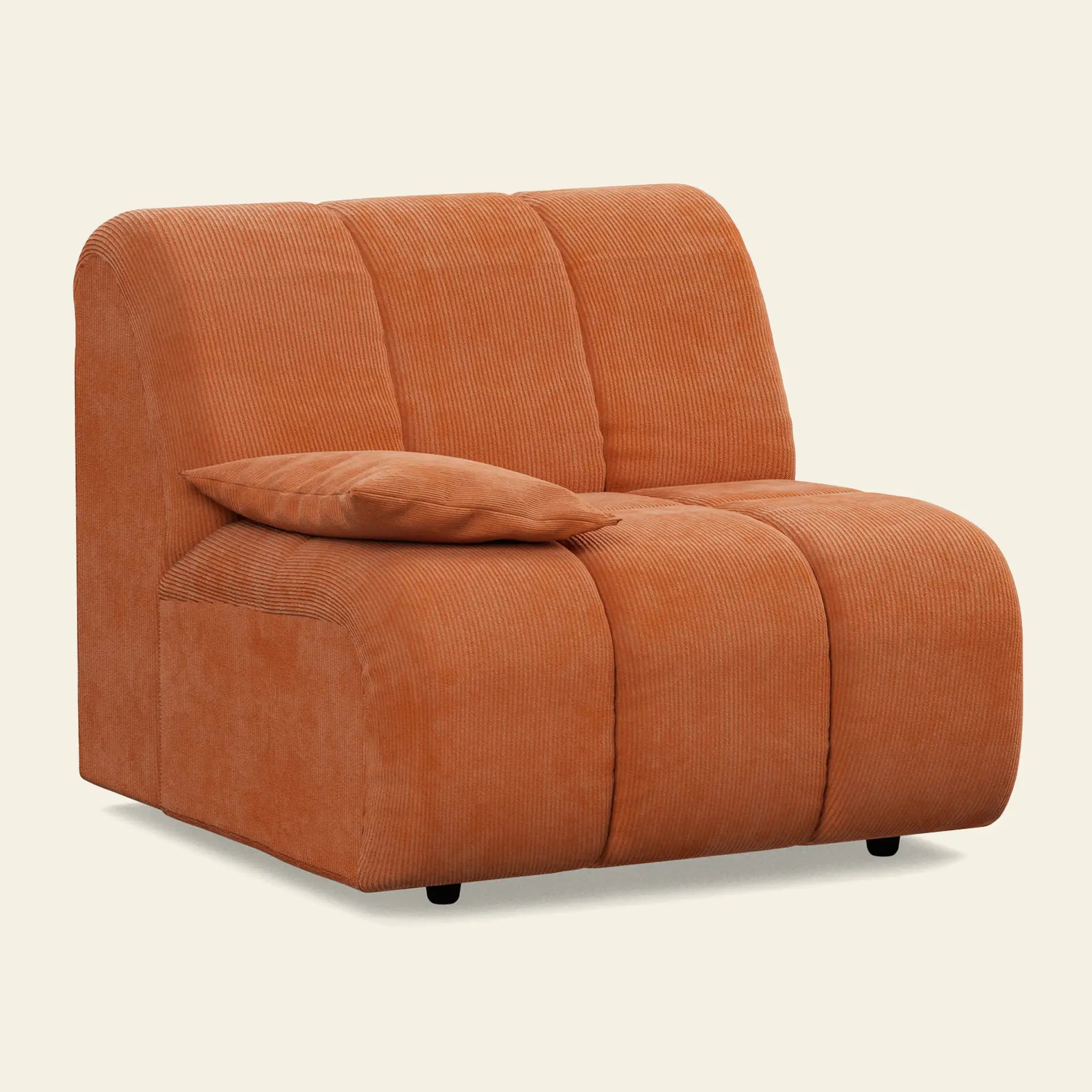 Hkliving Wave Couch Left Low Arm Corduroy Rib Dusty Orange