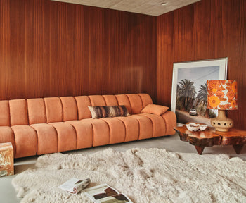 Hkliving Wave Couch Middle Corduroy Rib Dusty Orange