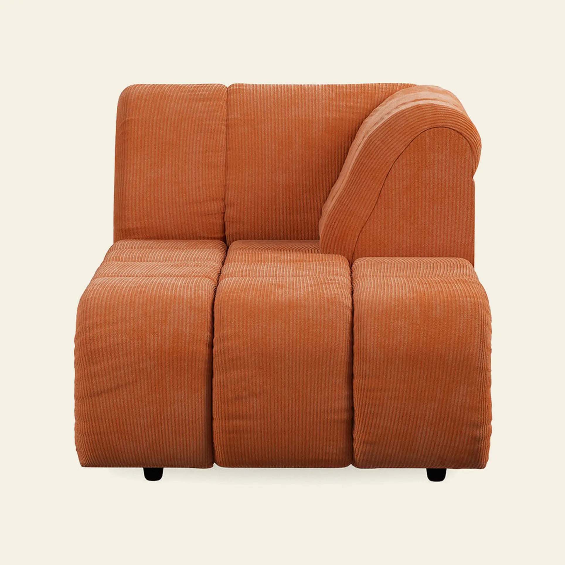 Hkliving Wave Couch Right Divan Corduroy Rib Dusty Orange