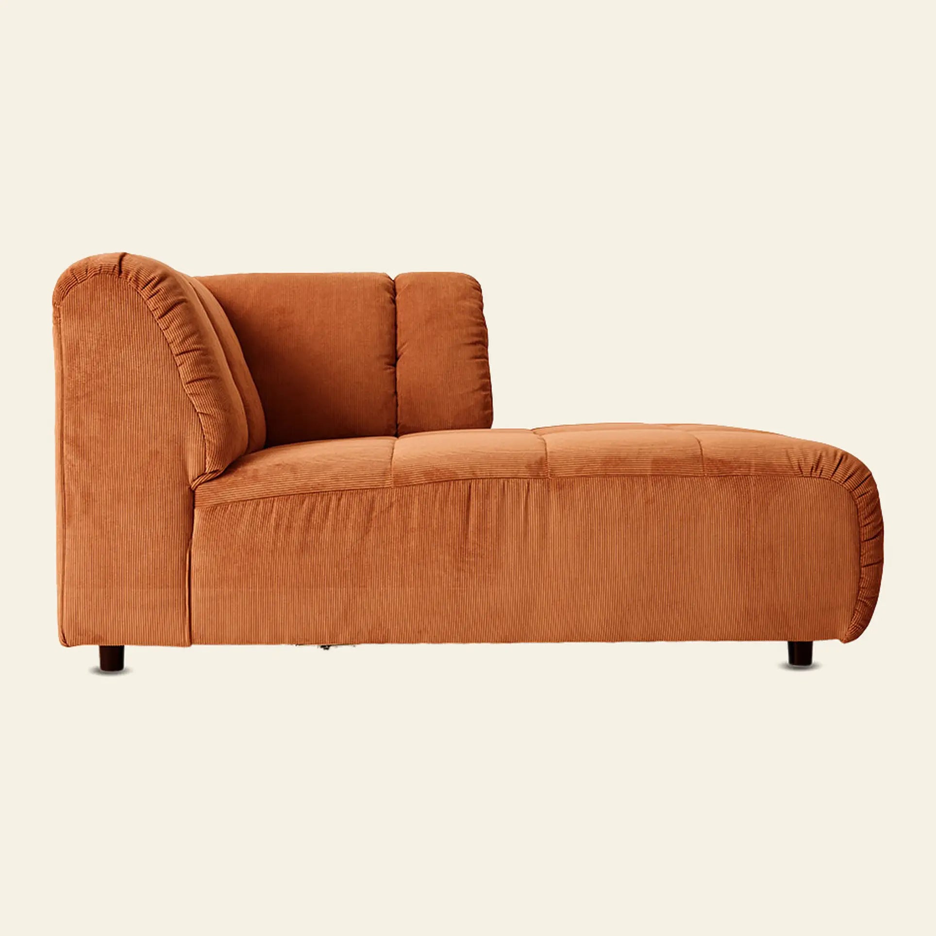 Hkliving Wave Couch Right Divan Corduroy Rib Dusty Orange