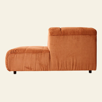 Hkliving Wave Couch Right Divan Corduroy Rib Dusty Orange