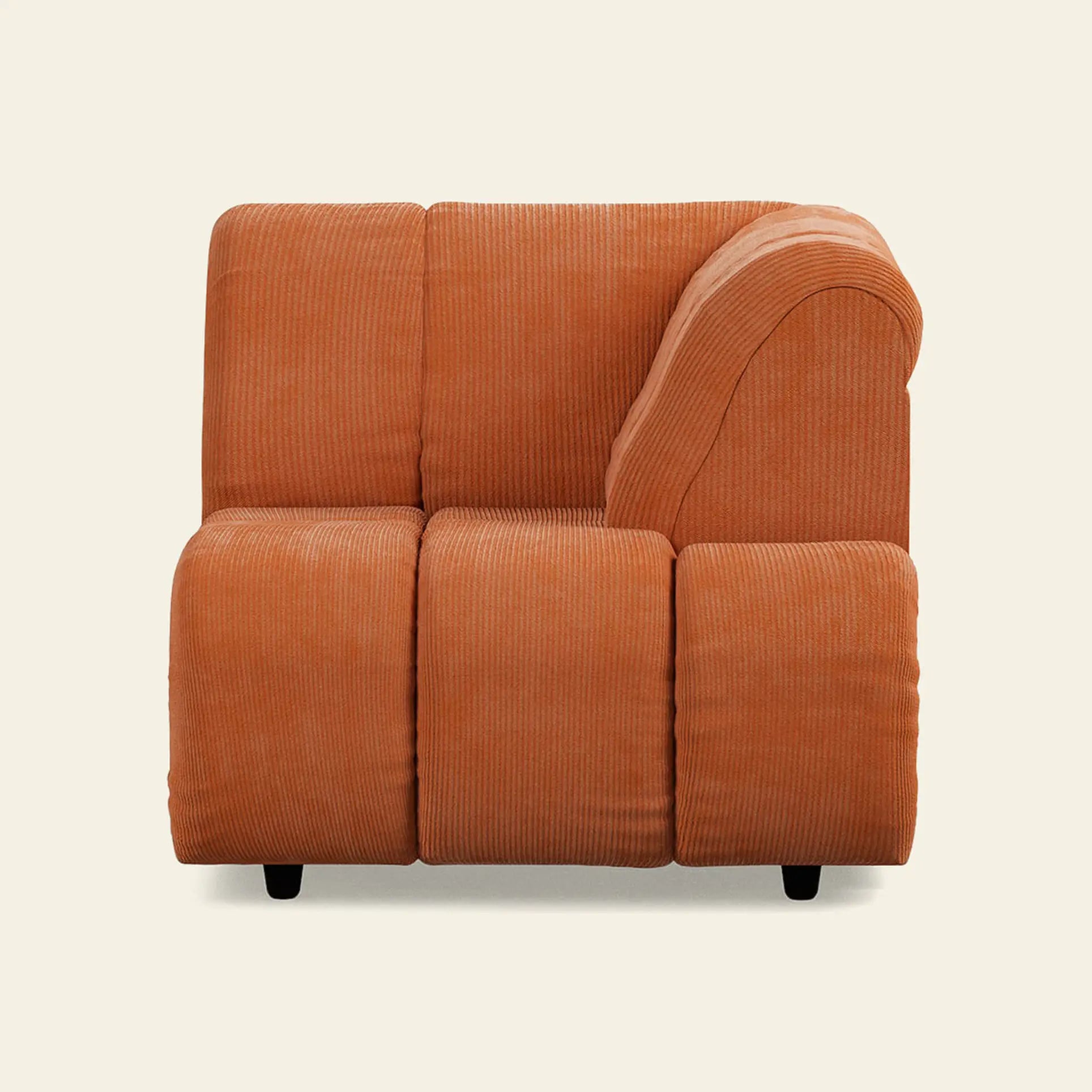 Hkliving Wave Couch Right High Arm Corduroy Rib Dusty Orange