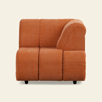 Hkliving Wave Couch Right High Arm Corduroy Rib Dusty Orange