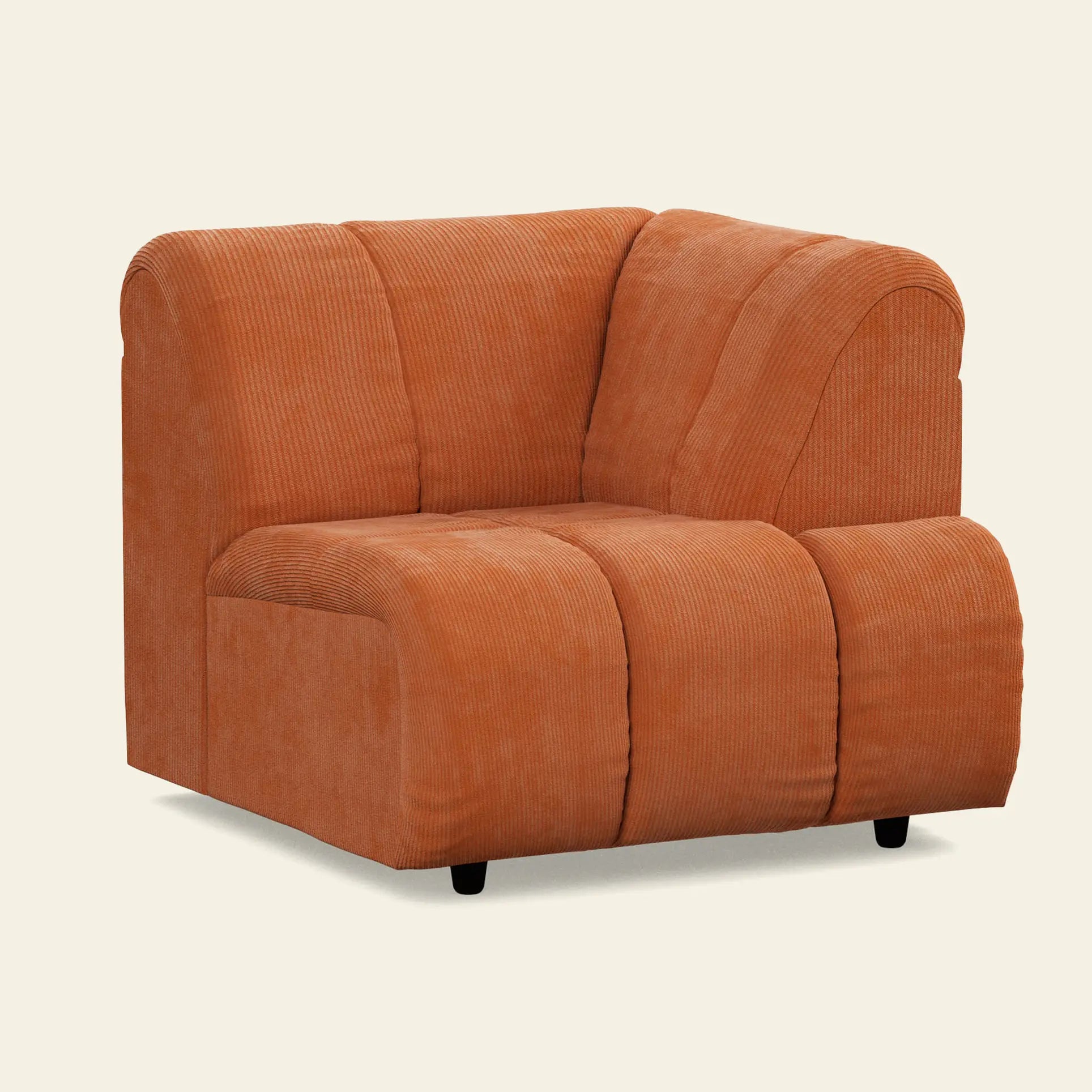 Hkliving Wave Couch Right High Arm Corduroy Rib Dusty Orange