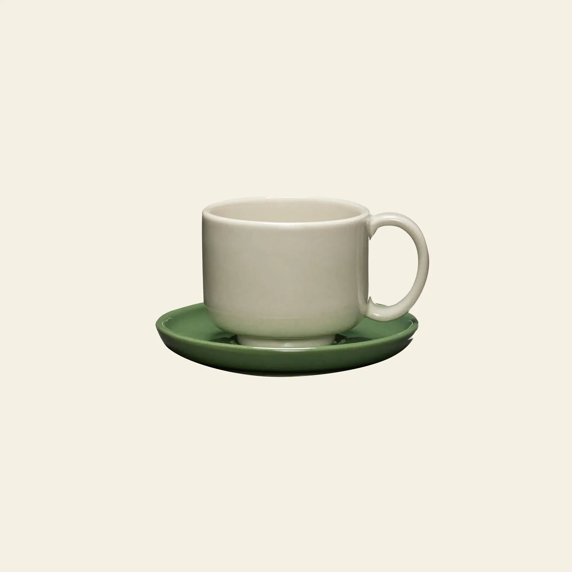 Hubsch Amare Cup With Saucer Sand Green 1