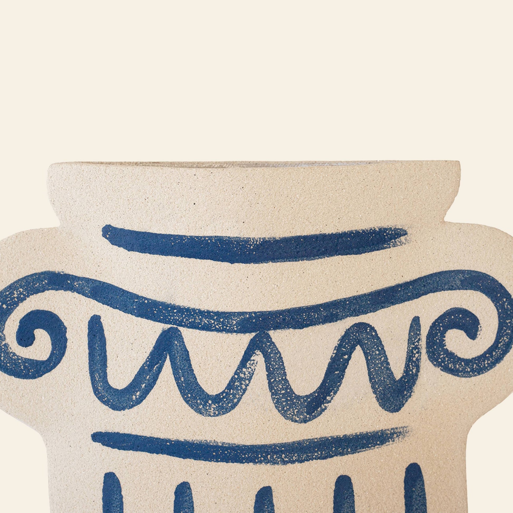 INI CERAMIQUE Greek Column Ceramic Vase Blue