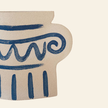 INI CERAMIQUE Greek Column Ceramic Vase Blue