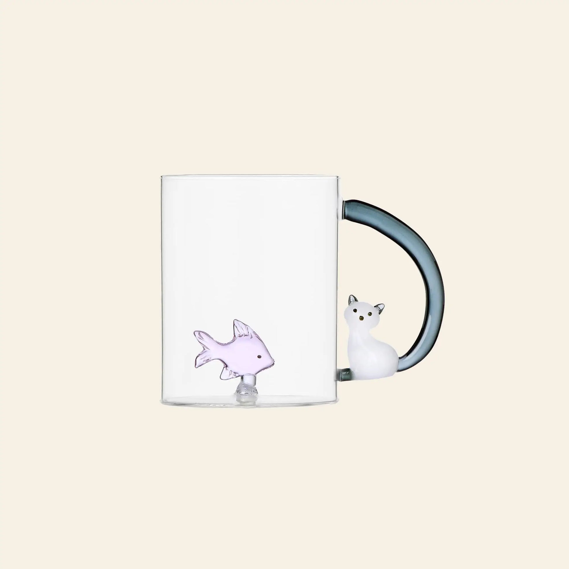 Ichendorf Milano Tabby Cat Mug Pink Fish White Cat With Smoke Tail 1