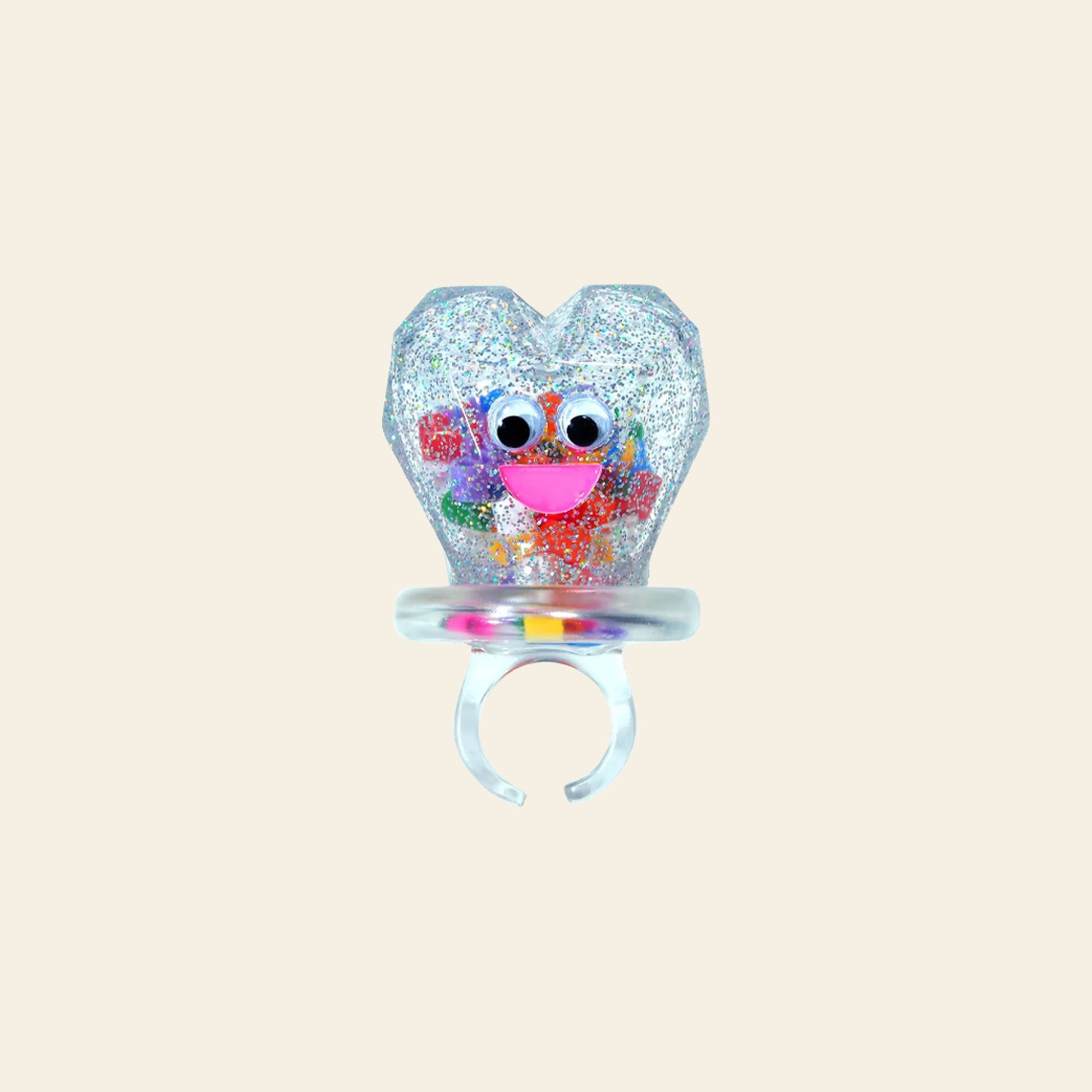 Leeeeee Toy Loveeeeee Candy Ring Forever Love Clear Glitter