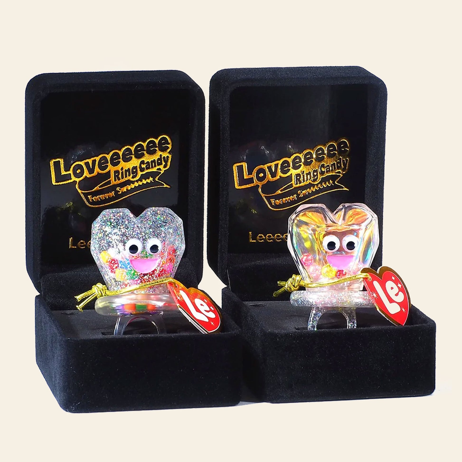 Leeeeee Toy Loveeeeee Candy Ring Forever Love Clear Glitter