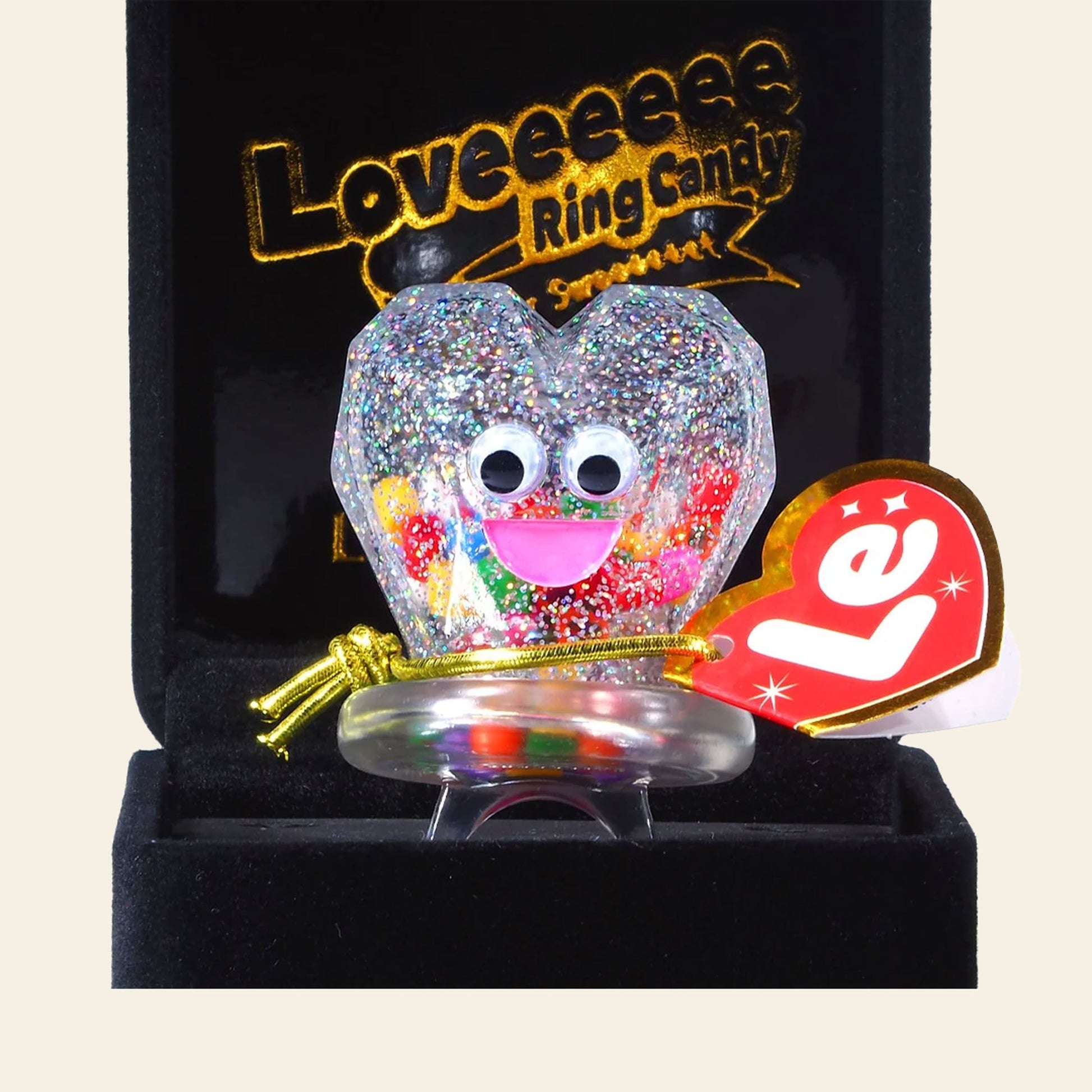 Leeeeee Toy Loveeeeee Candy Ring Forever Love Clear Glitter