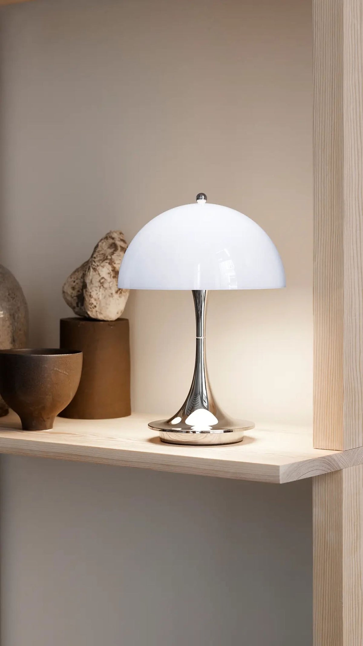 Louis Poulsen Panthella 160 Portable Table Lamp V3 Chrome Opal Blue Grey