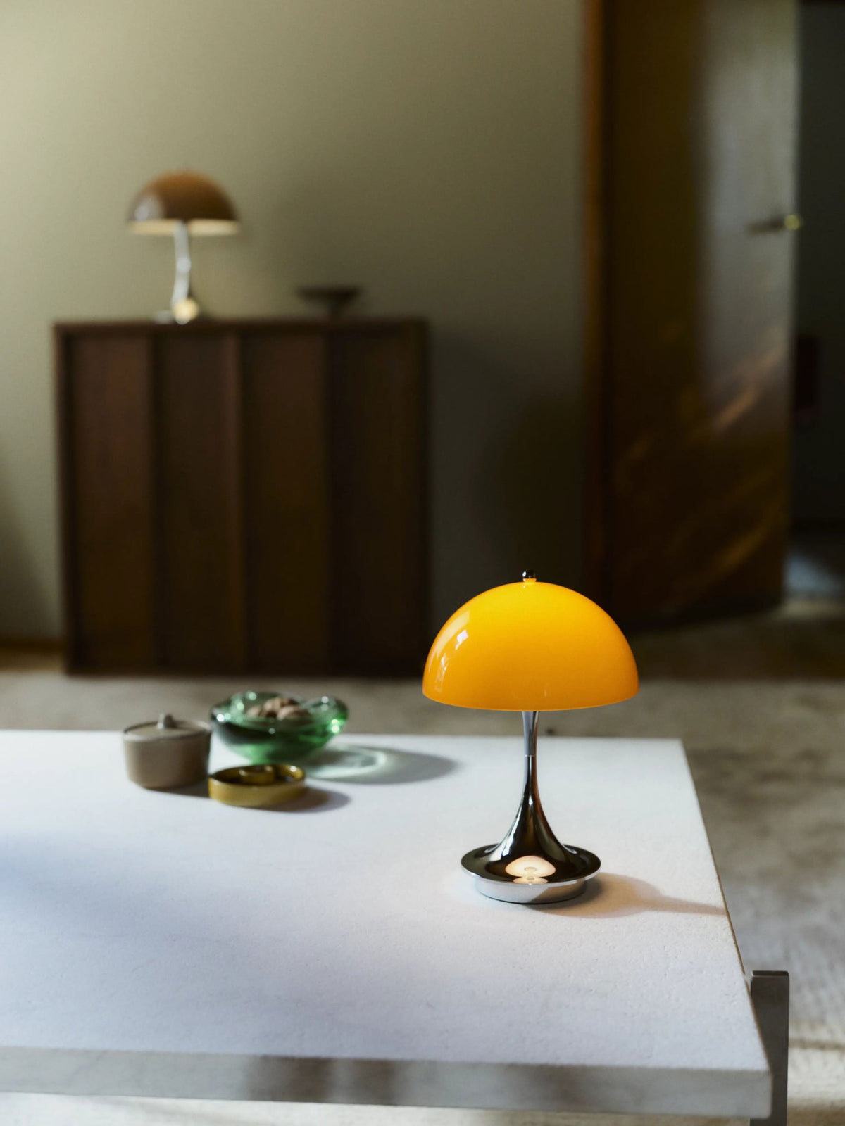 Louis Poulsen Panthella 160 Portable Table Lamp V3 Original Opal Orange