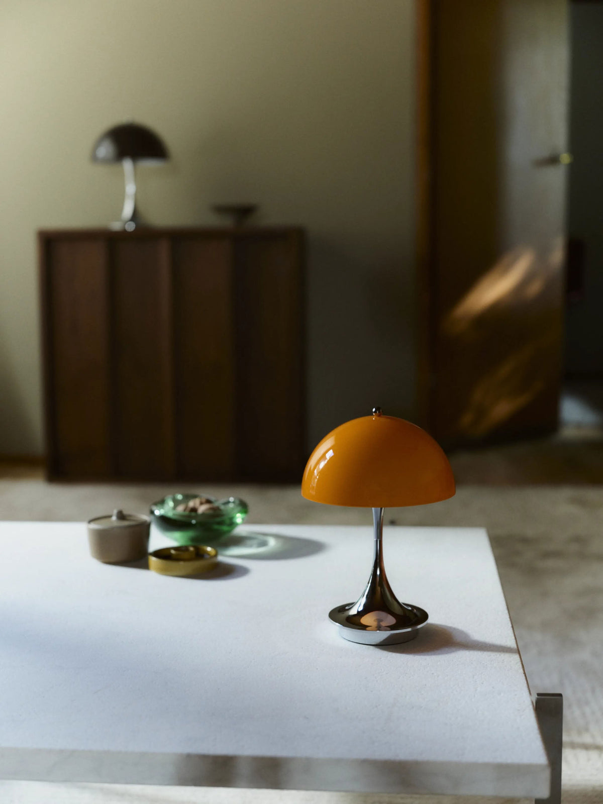 Louis Poulsen Panthella 160 Portable Table Lamp V3 Original Opal Orange