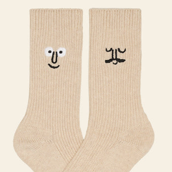 NouNou Face Crew Socks Oatmeal