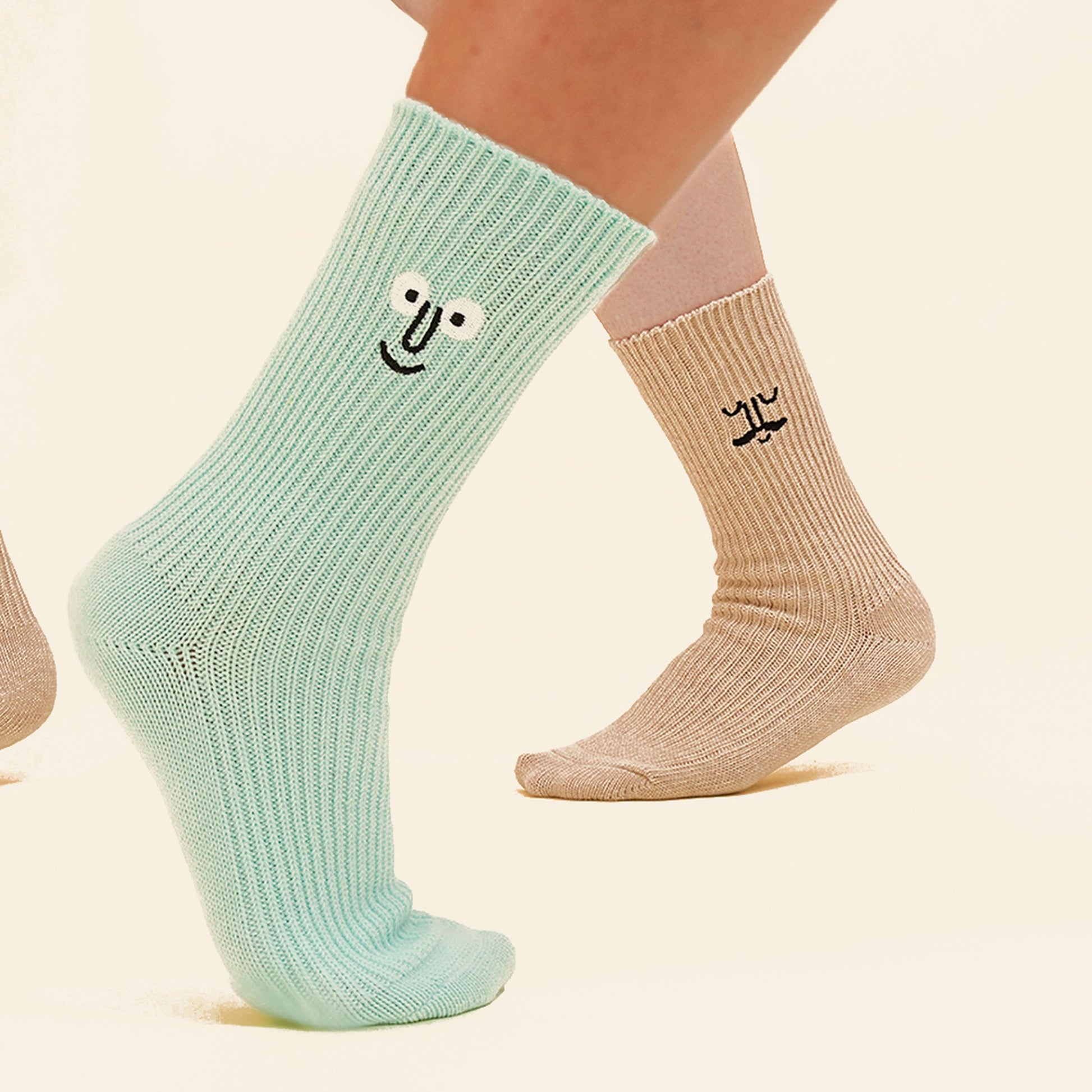 NouNou Face Crew Socks Oatmeal