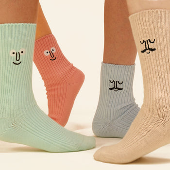 NouNou Face Crew Socks Oatmeal