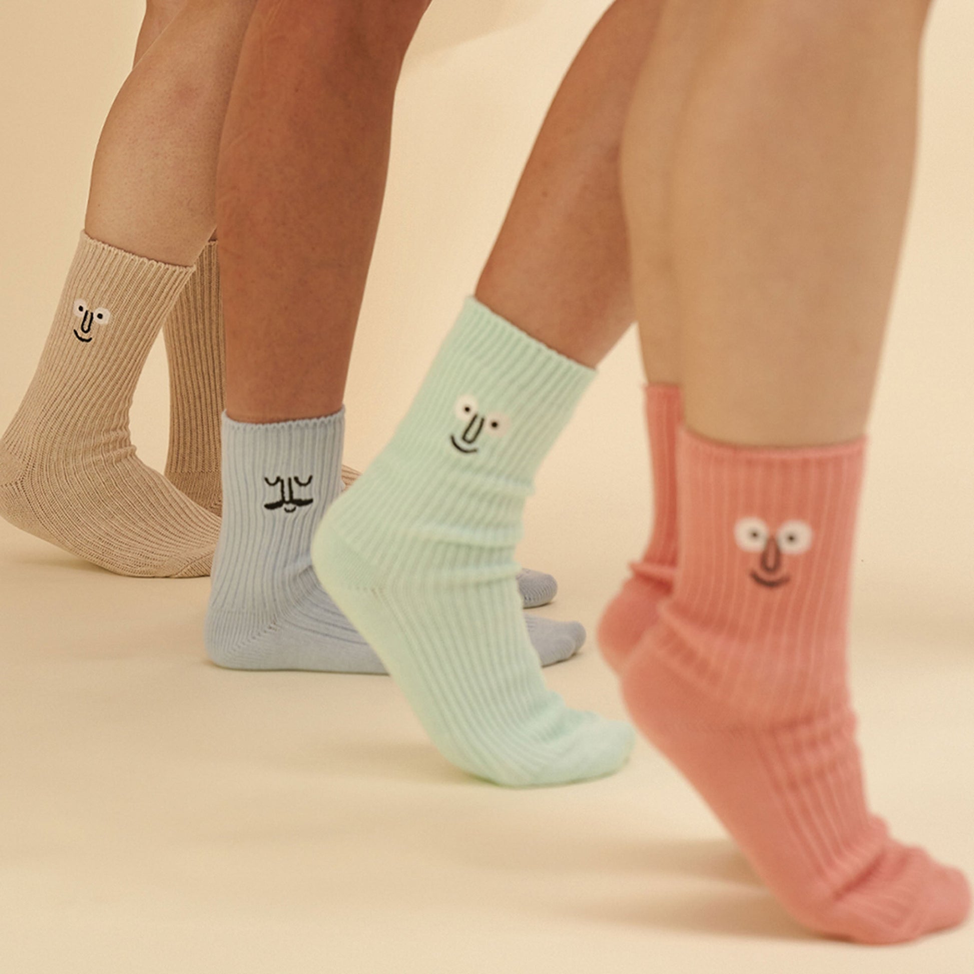 NouNou Face Crew Socks Oatmeal