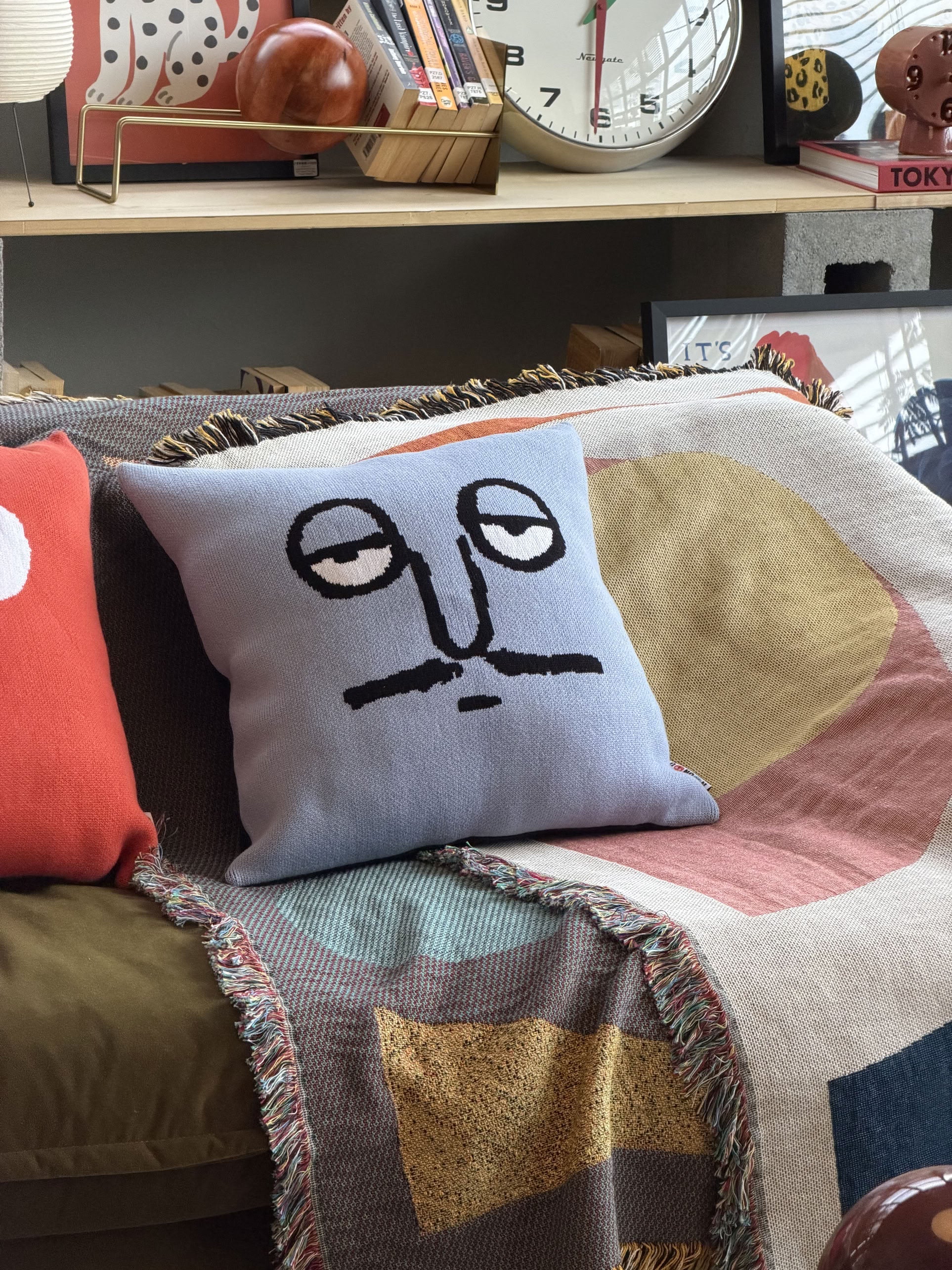 NouNou Knit Cushion Cover Blue