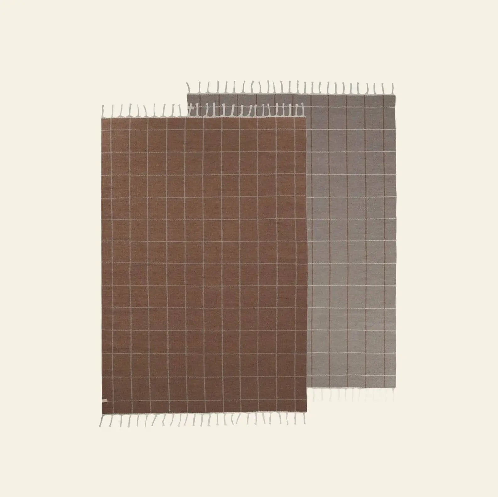 Oyoy Living Design Grid Rug Caramel Off White