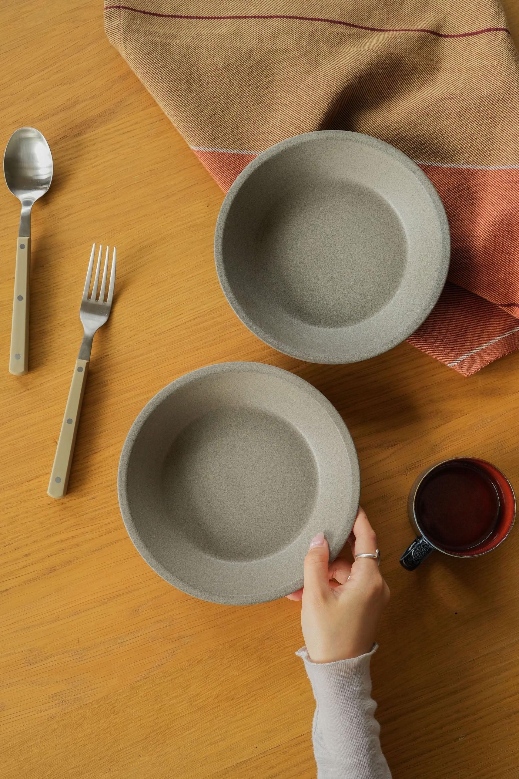 OYOY Living Design Yuka Deep Plate Set of 2 Stone