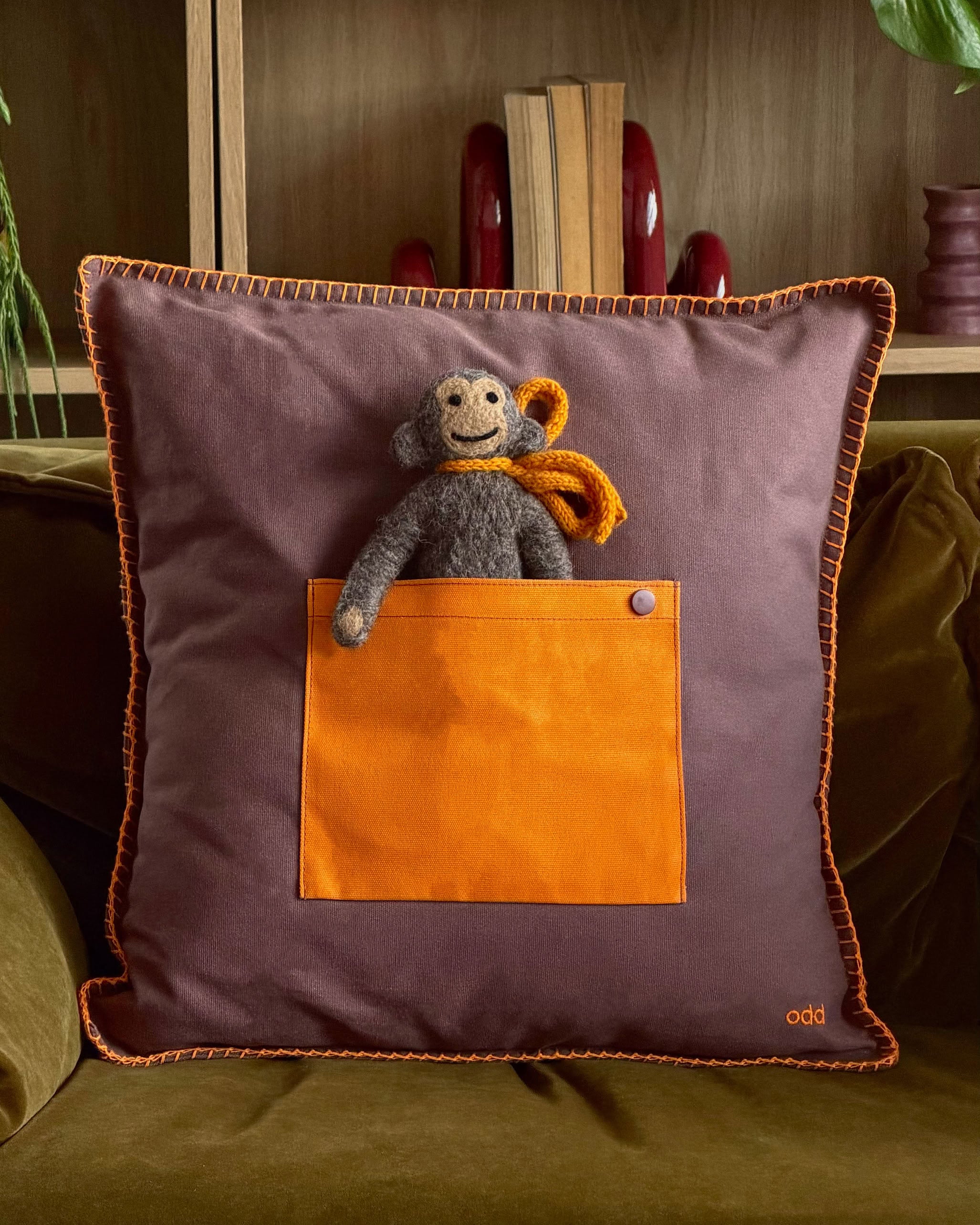 Ordinary Daily Design Pocket Cushion Cover - Brown/Orange