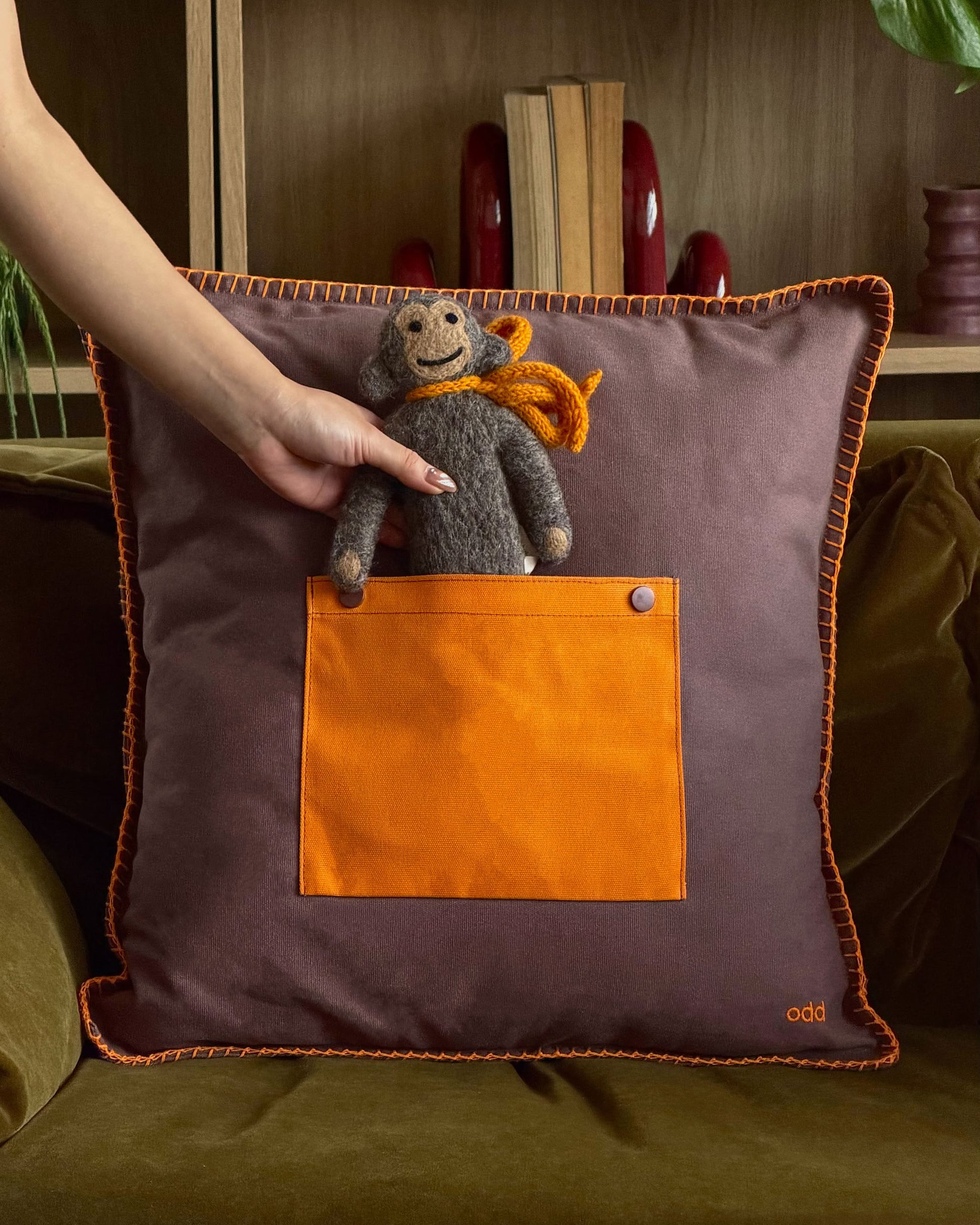 Ordinary Daily Design Pocket Cushion Cover Brown/Orange