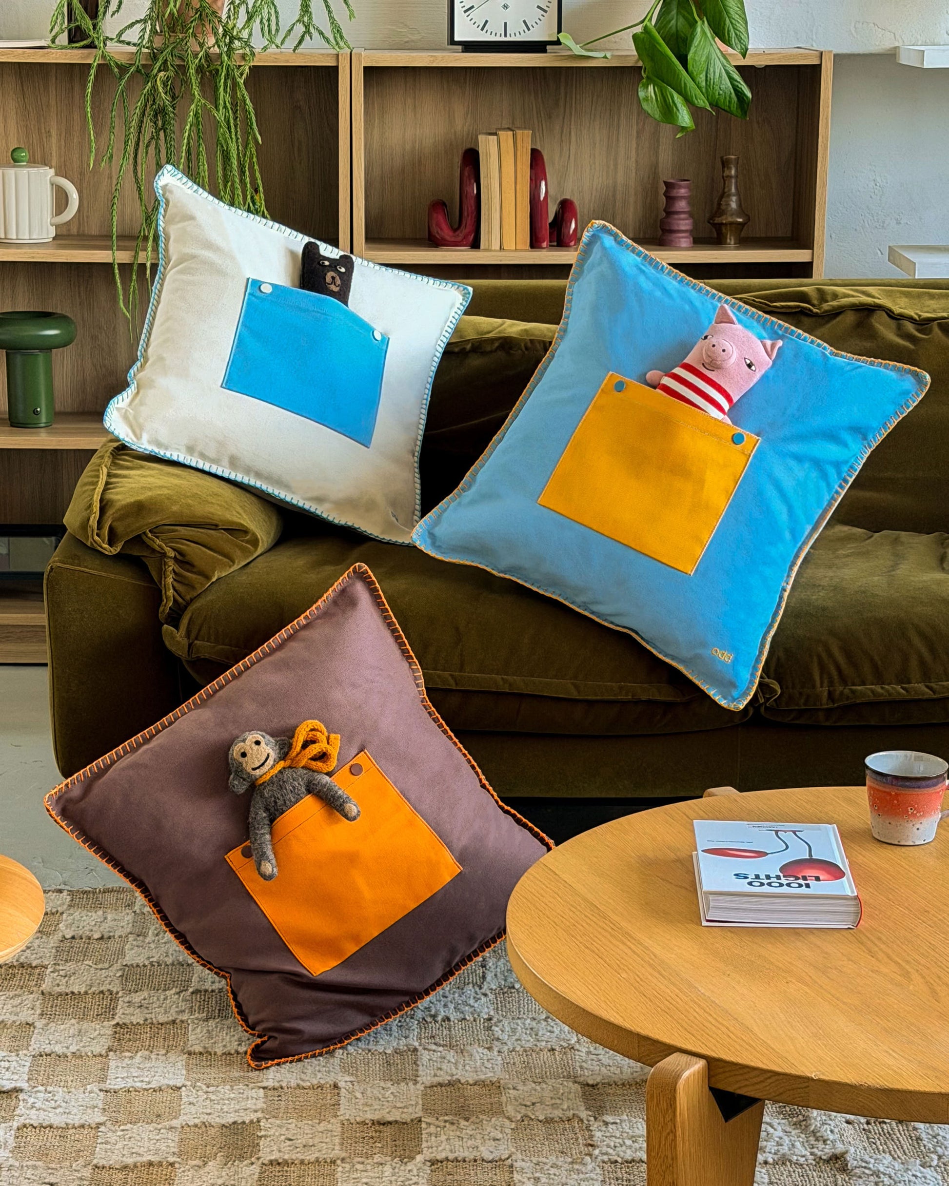 Ordinary Daily Design Pocket Cushion Cover Cream/Blue