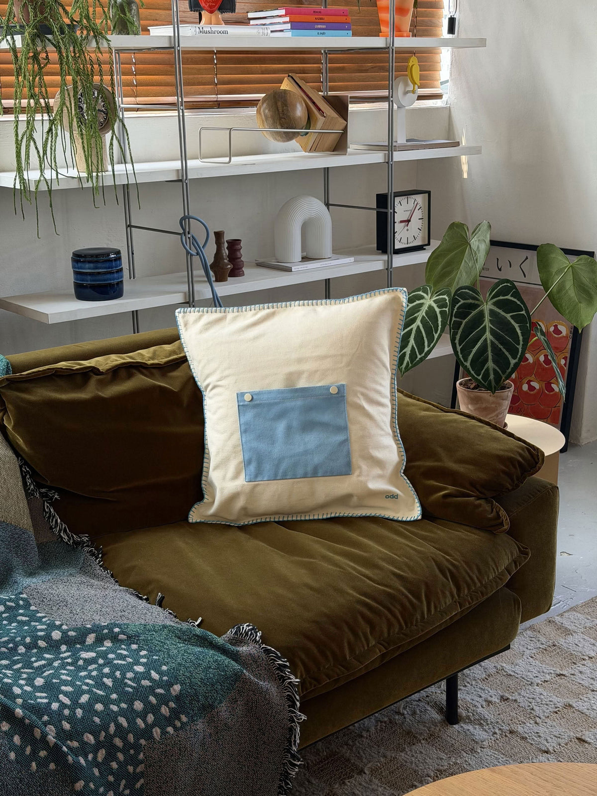 Ordinary Daily Design Pocket Cushion Cover Cream/Blue