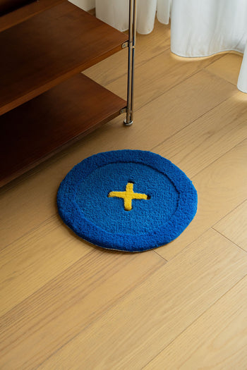 Ordinary Daily Design Round Button Rug Blue