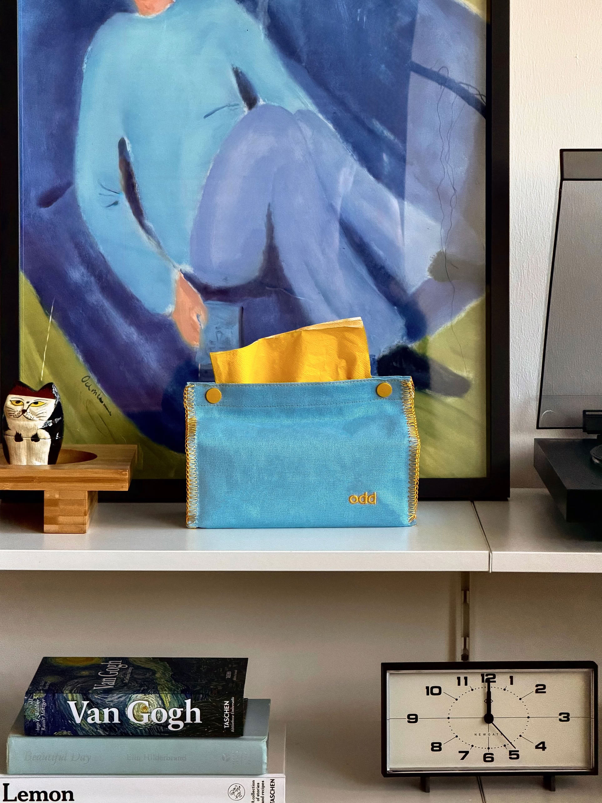 Ordinary Daily Design Tissue Case Blue/Yellow Stitch