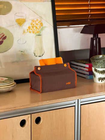 Ordinary Daily Design Tissue Case Brown/Orange Stitch