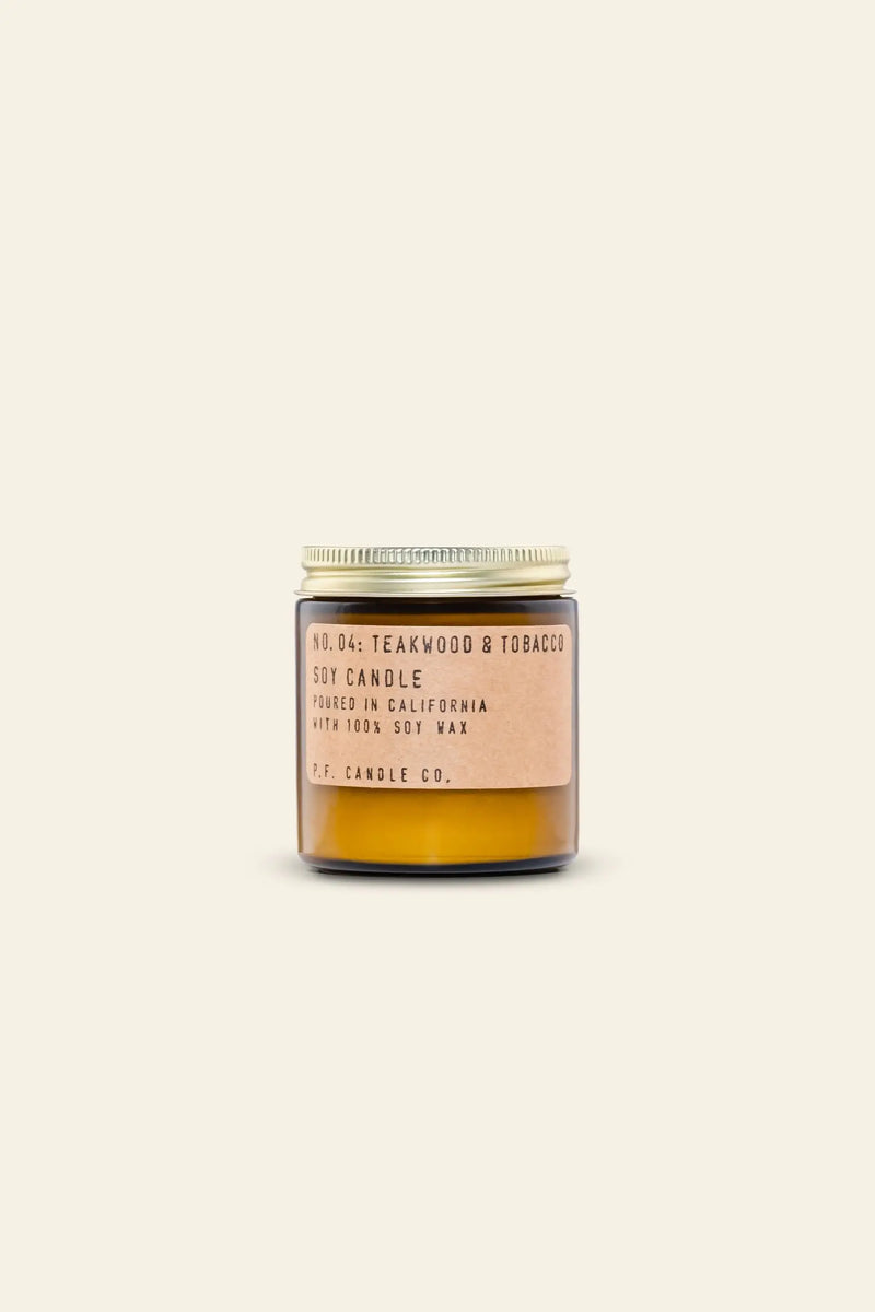 P.F. Candle Co. No. 4 Teakwood & Tobacco 3.5 oz Mini Candle