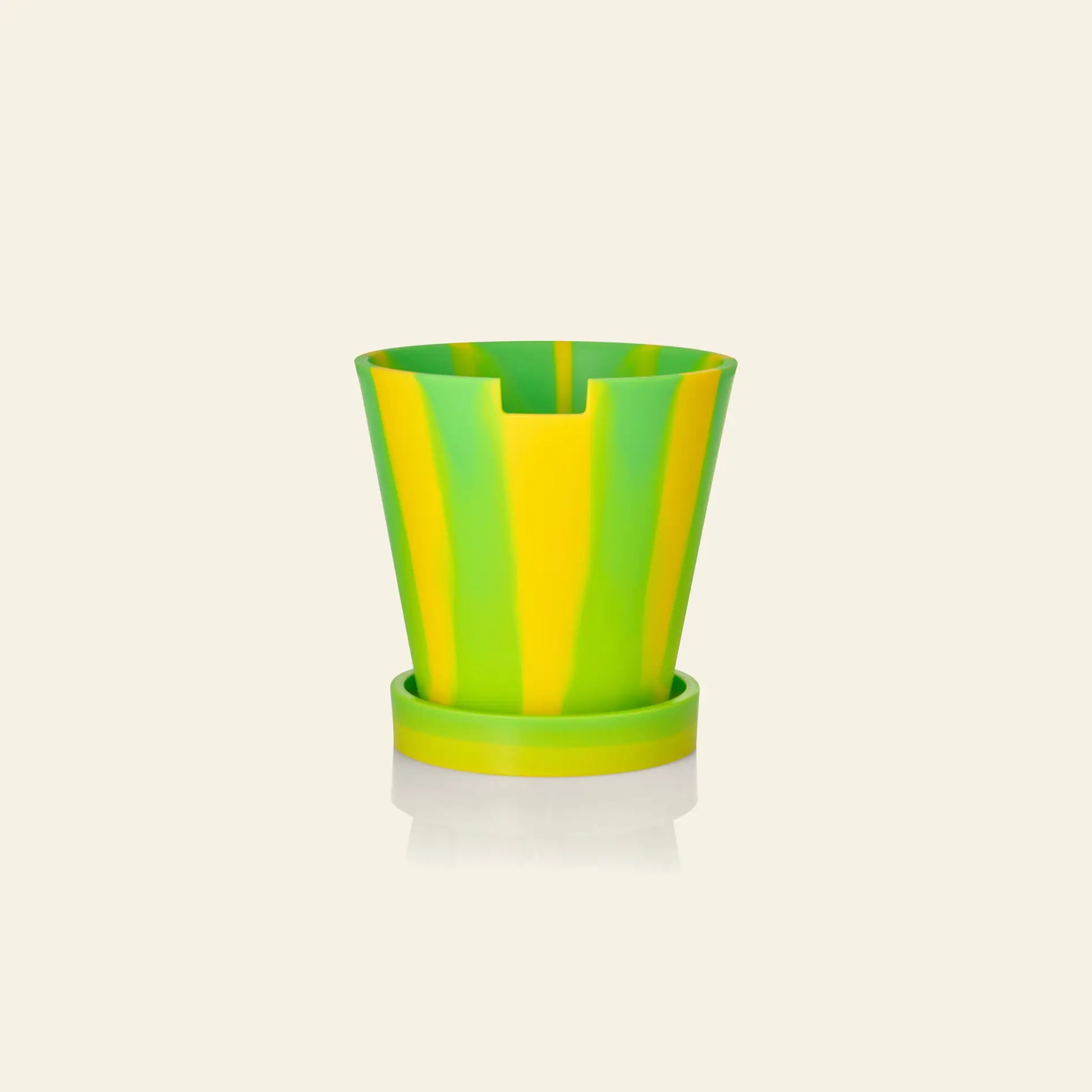 Plastic Ark Dirty Pot DP05 F5 01 Green Stripes on Yellow 1