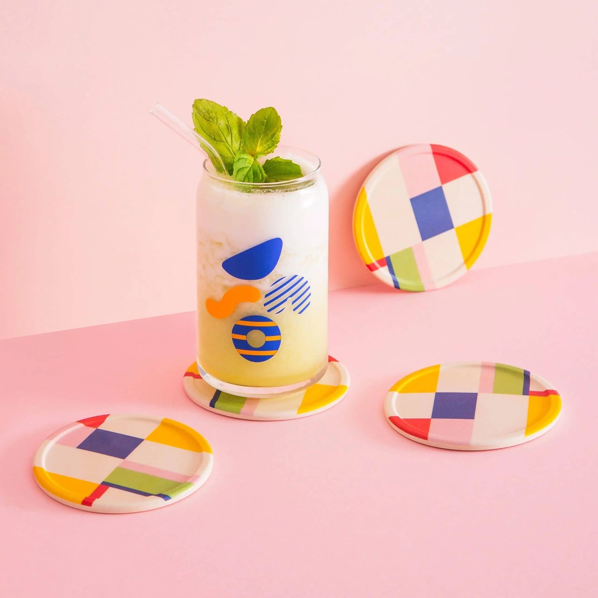 Poketo Bamboo Coasters Set Of 4 Colourblock