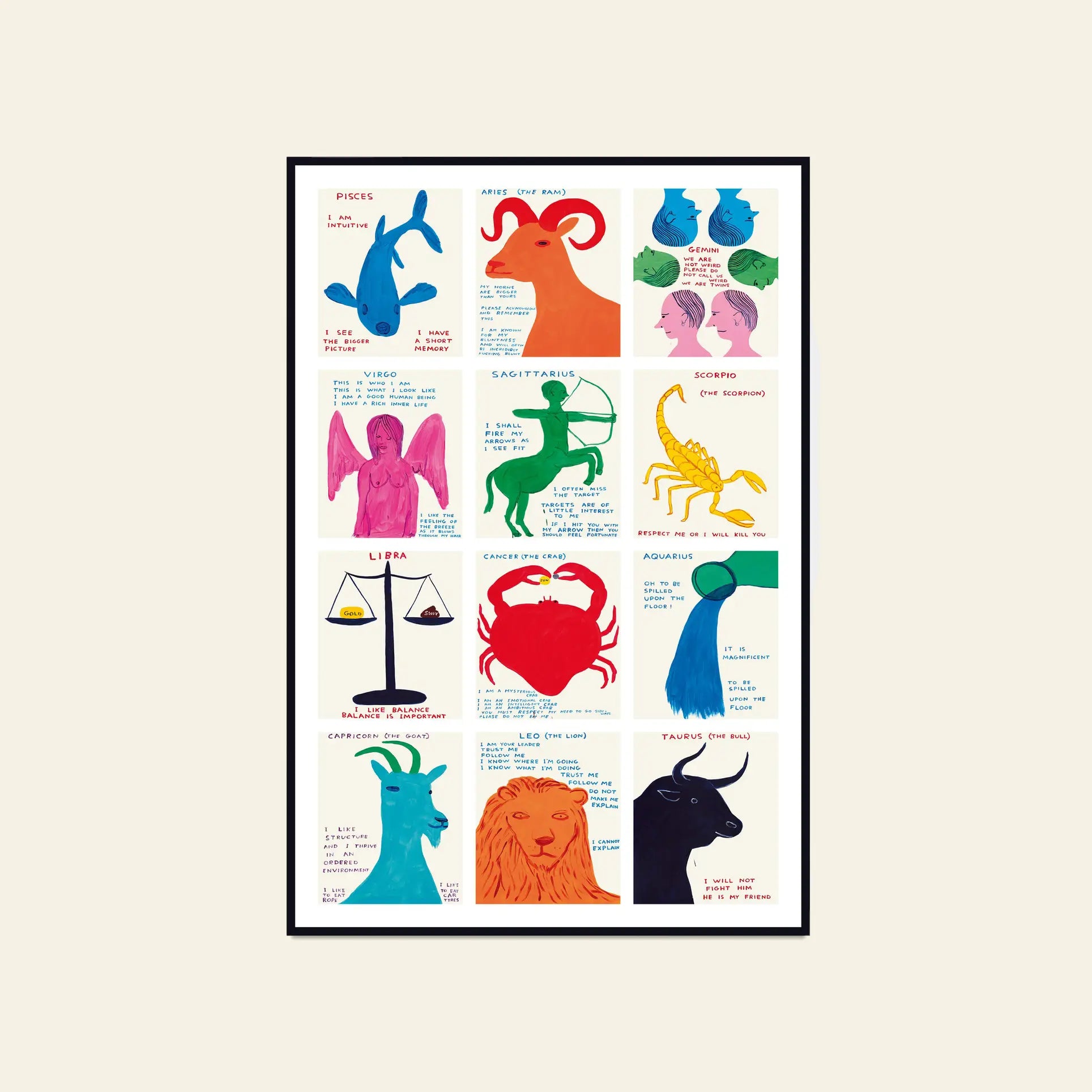 Shrig Shop David Shrigley - Signs Of The Zodiac (61x91.5 Shrig Shop David Shrigley - Signs Of The Zodiac (61x91.5