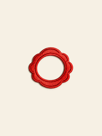 Stacked Store Red Scalloped Frame Patch