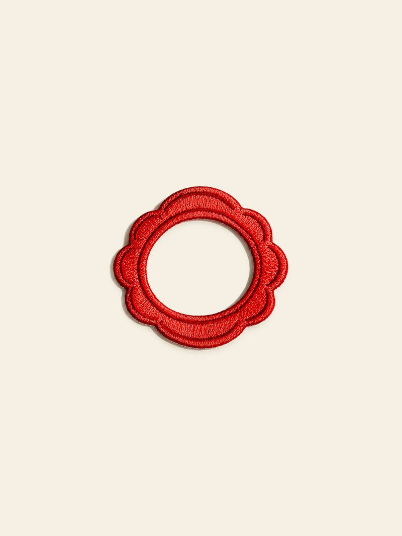 Stacked Store Red Scalloped Frame Patch