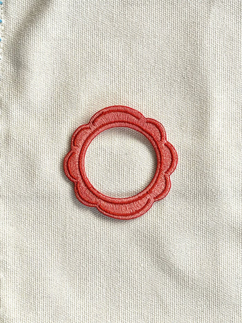 Stacked Store Red Scalloped Frame Patch