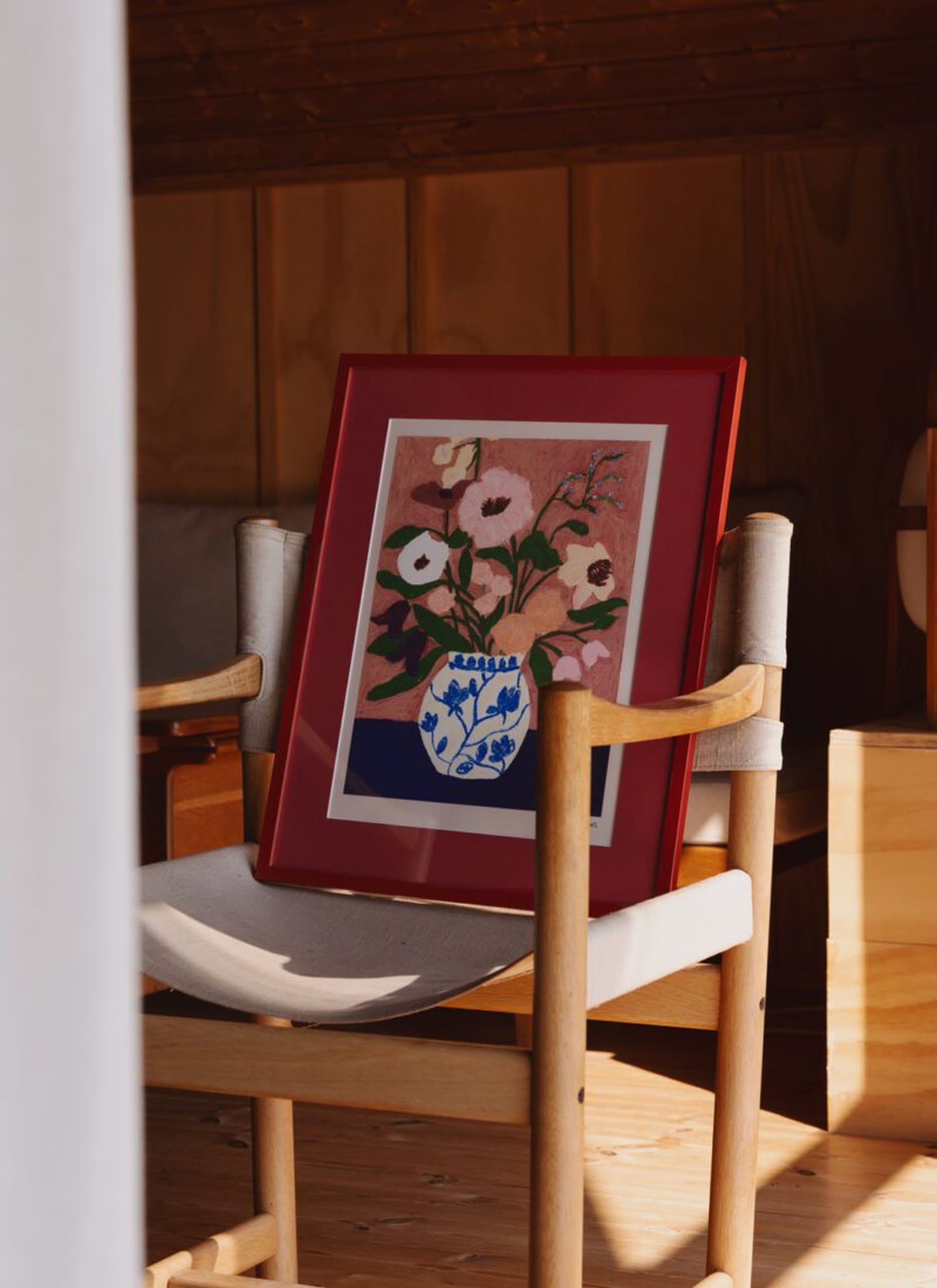 The Poster Club Carla Llanos - Flowers on Blue Table (30x40) - Poster