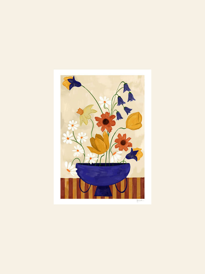 The Poster Club Frankie Penwill - Colourful Bunch in Blue Vase (30x40) - Poster