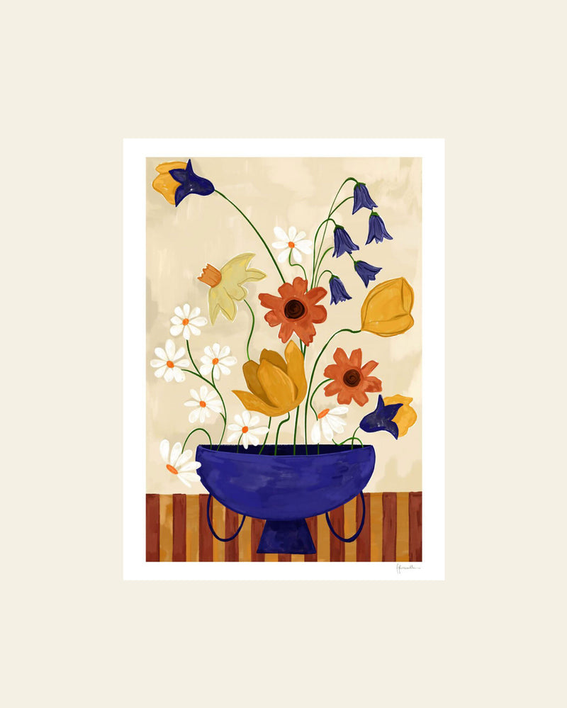 The Poster Club Frankie Penwill - Colourful Bunch in Blue Vase (50x70) - Poster