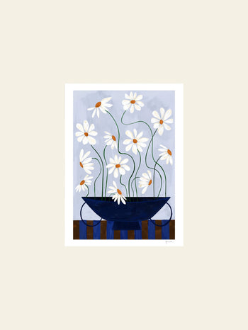 The Poster Club Frankie Penwill Daisies in Blue Vase (30x40) Poster