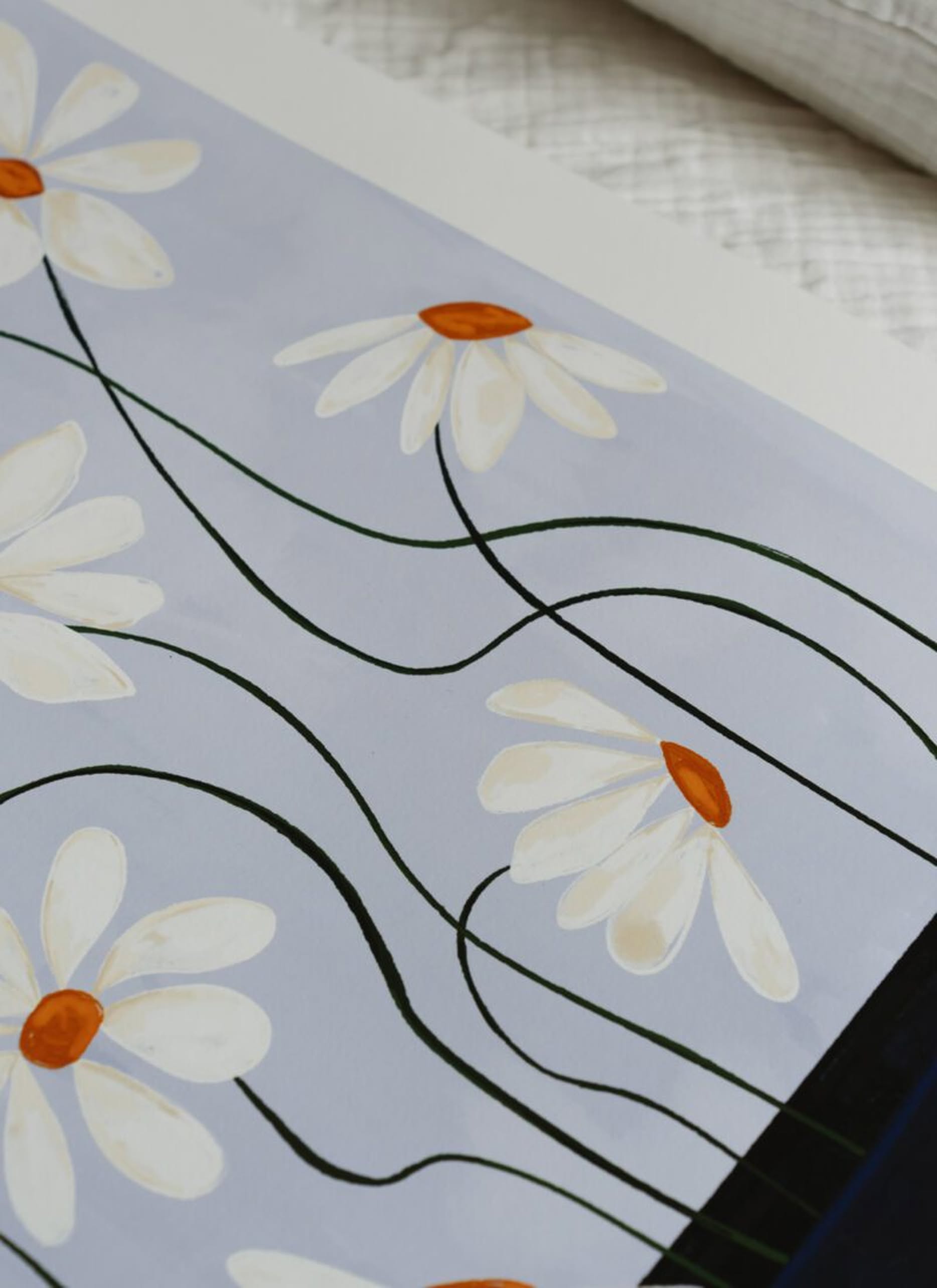 The Poster Club Frankie Penwill Daisies in Blue Vase (30x40) Poster