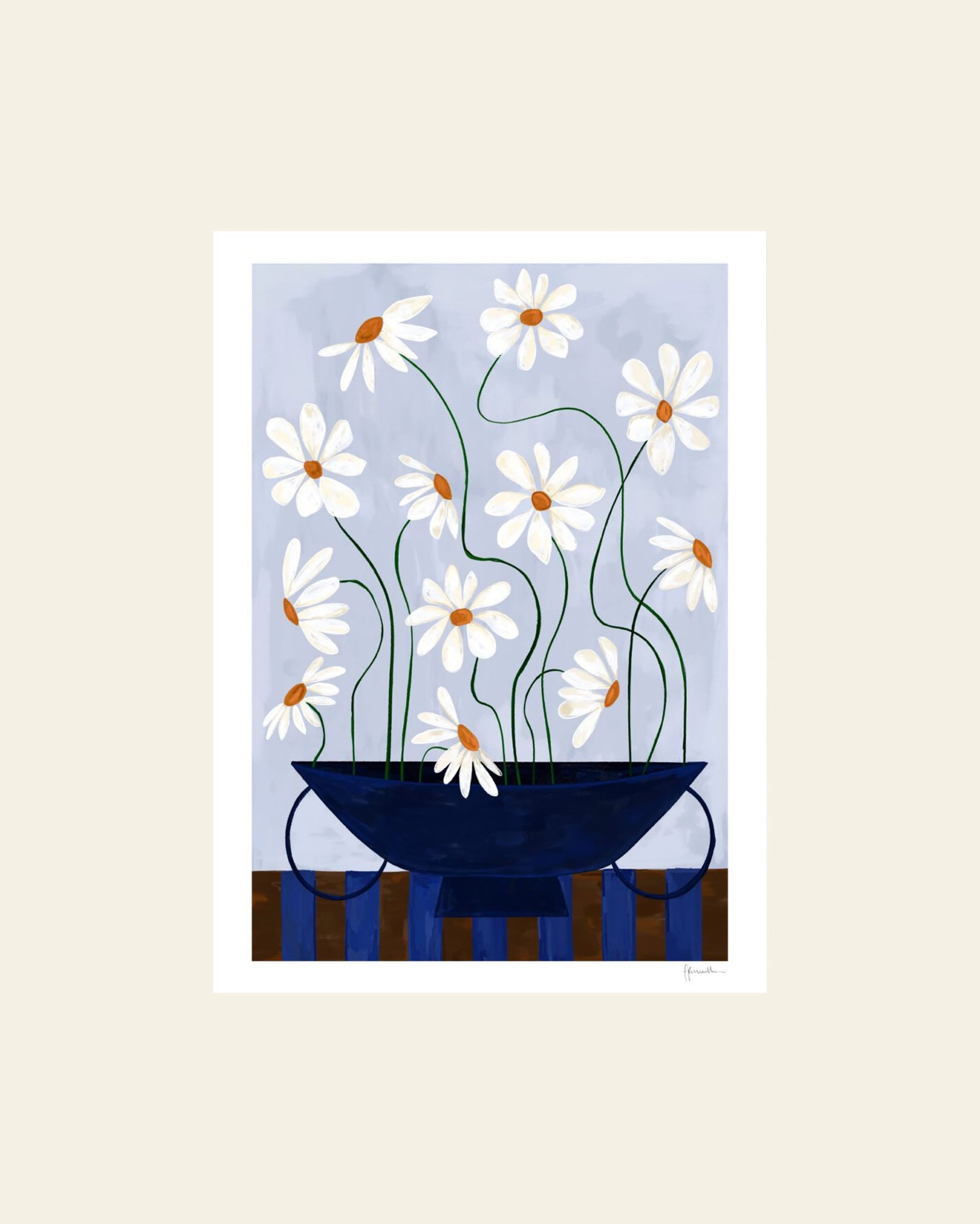 The Poster Club Frankie Penwill Daisies in Blue Vase (50x70) Poster