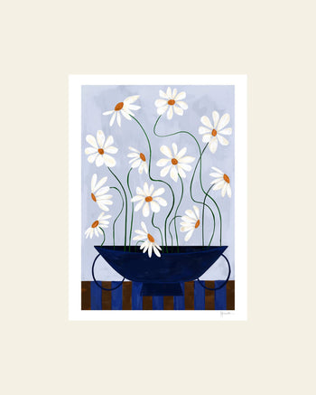 The Poster Club Frankie Penwill Daisies in Blue Vase (50x70) Poster